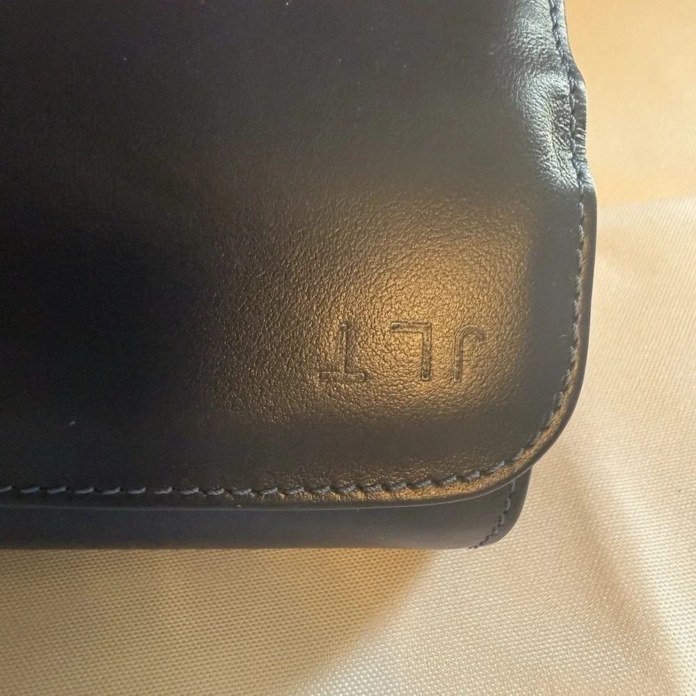 T.Anthony Italy Blue Leather Jewelry Roll Holder Case JLT Monogram $265 Travel